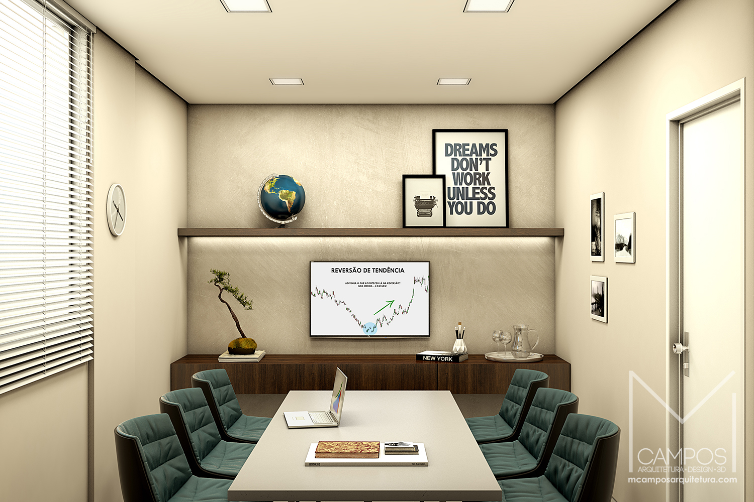 Design de interiores e Maquete eletrônica 3D - Home Office | Sala de reuniões | Corporativo