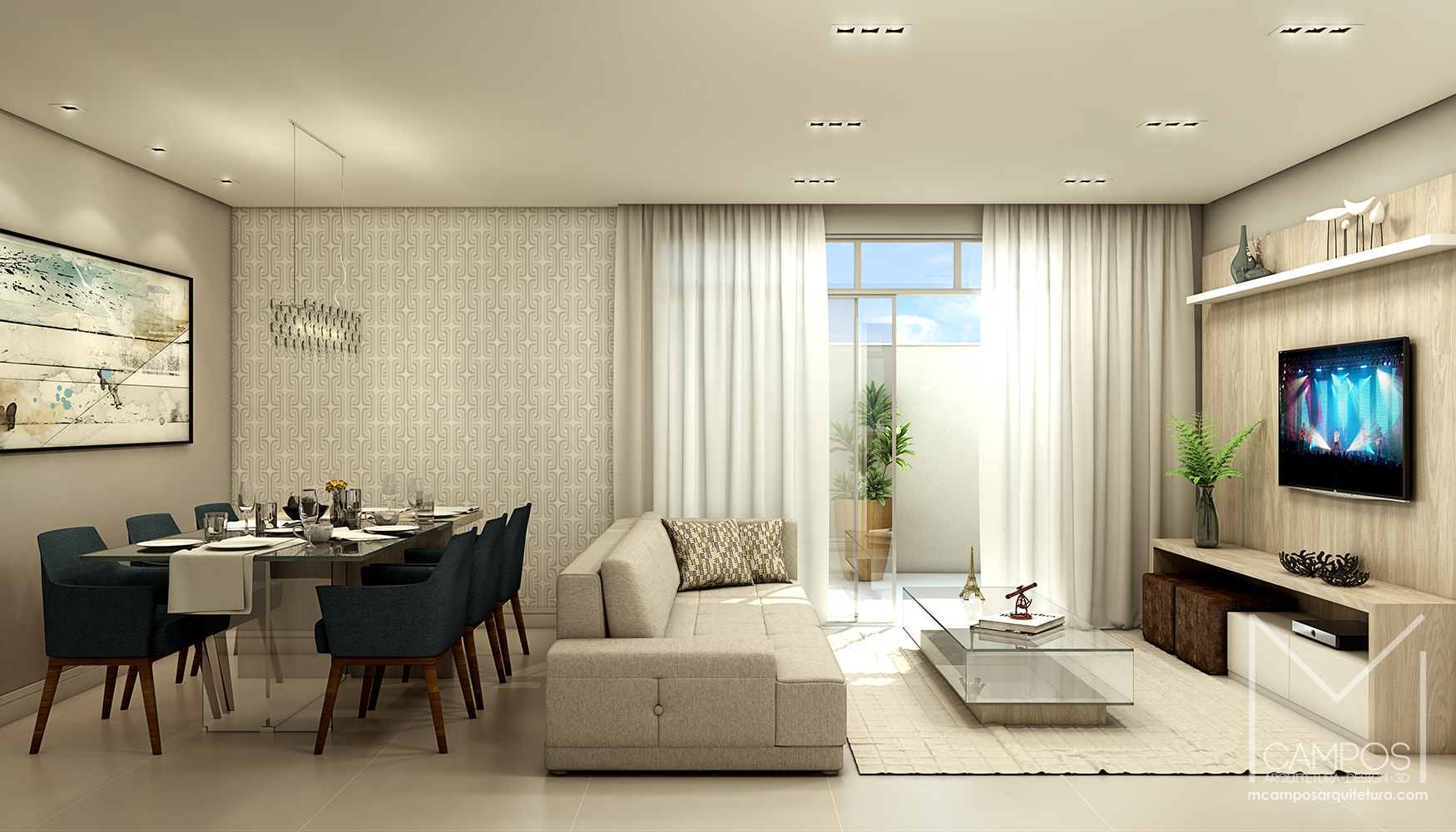 Design de interiores sala de estar e jantar – Projeto e Maquete ...