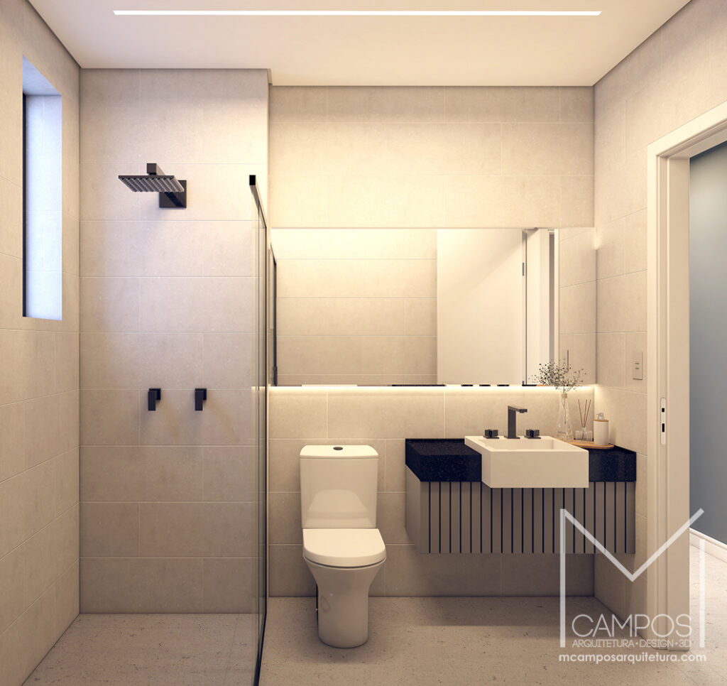 Design de interiores e Maquete eletrônica 3D - Banheiro social