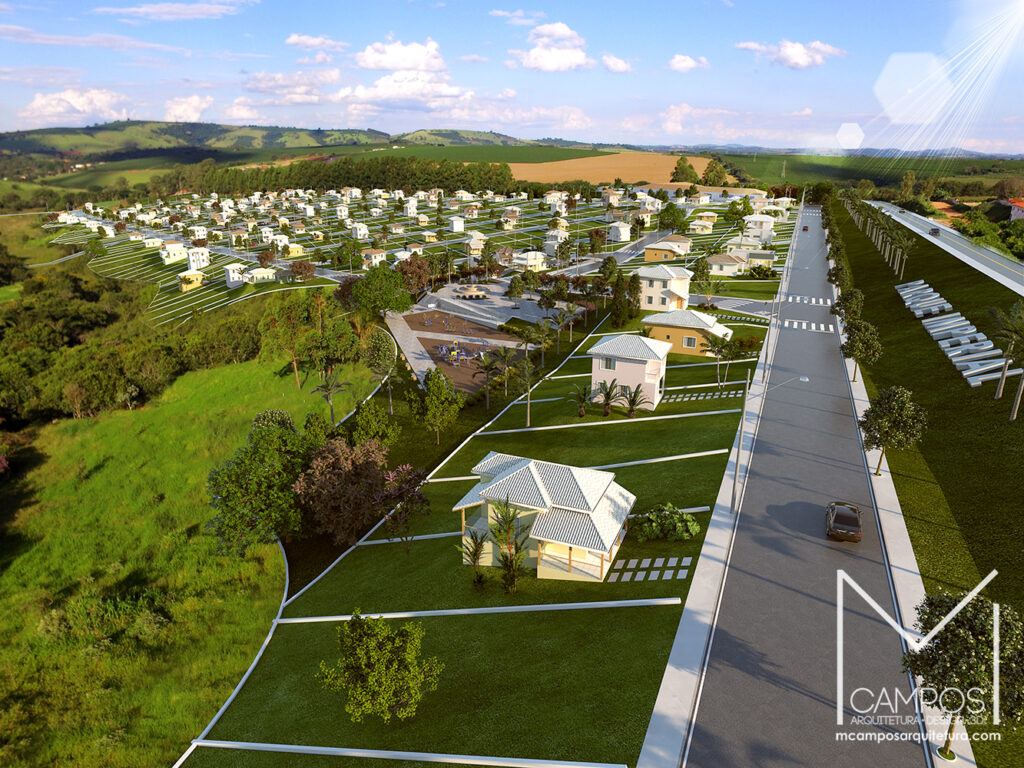 Maquete eletrônica 3D - Loteamento residencial Parque Imperial - projeto urbano